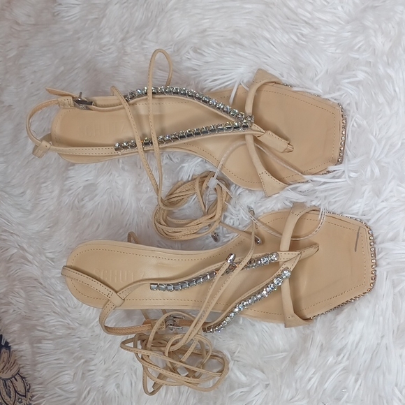 Schutz Vikki Crystal-Embellished High-Heel Sandals Size 9B - Picture 17 of 17
